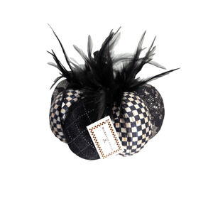 MacKenzie-Childs Haunted House Courtly Check Pumpkin Small Black Feather
